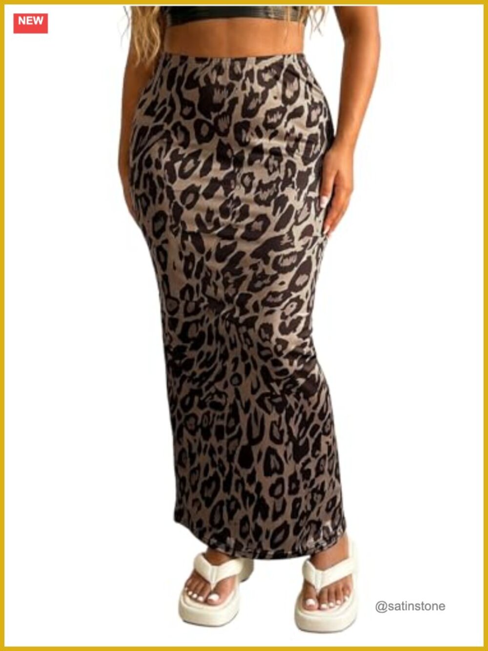 Plus Size Leopard Maxi Skirt High Waisted Bodycon Stretchy Night Out